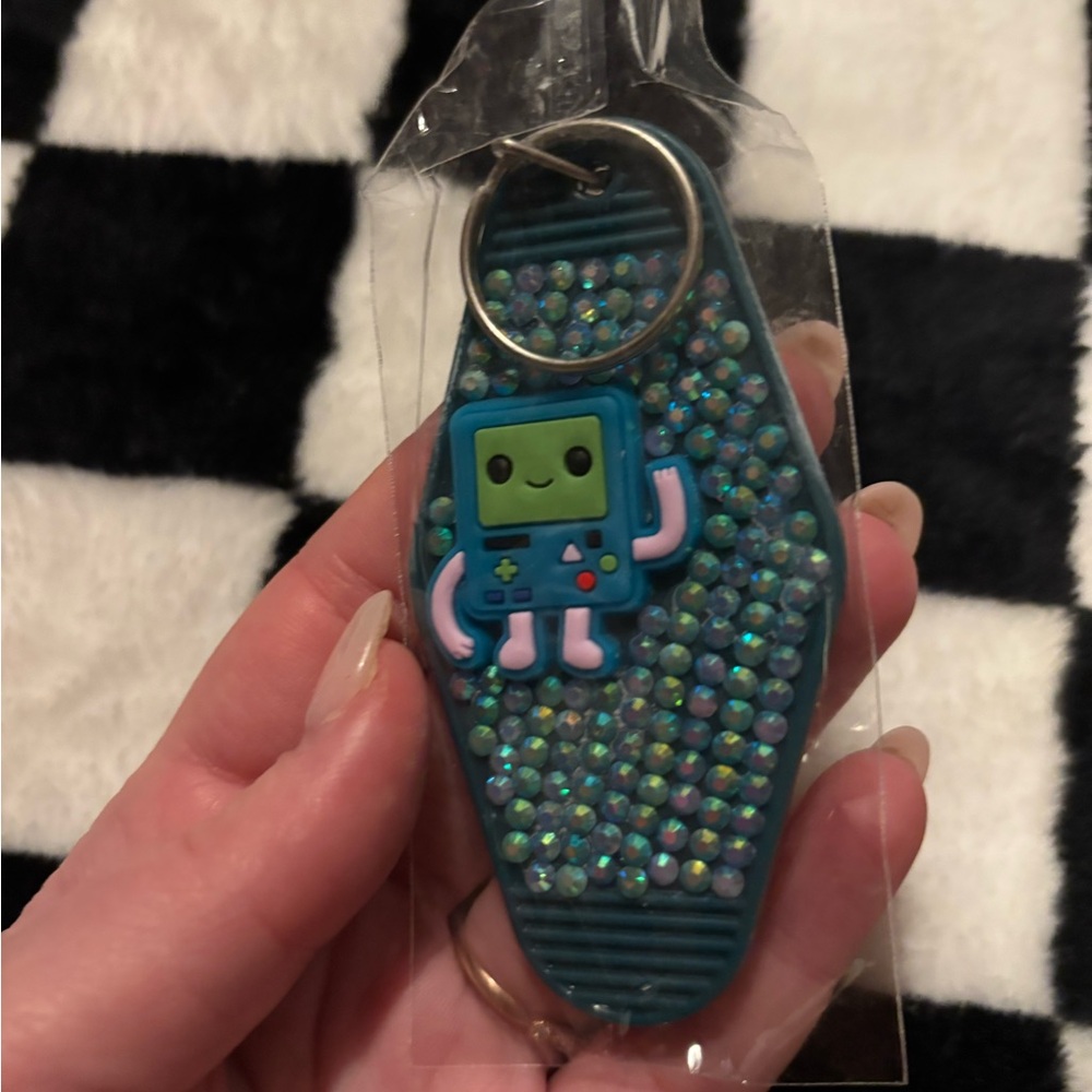 Game over bmo adventure time handmade by me jewelled keychain double sided